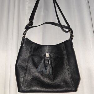 GIANNI BANINI Black Leather SATCHEL  Bag W/ tassel
